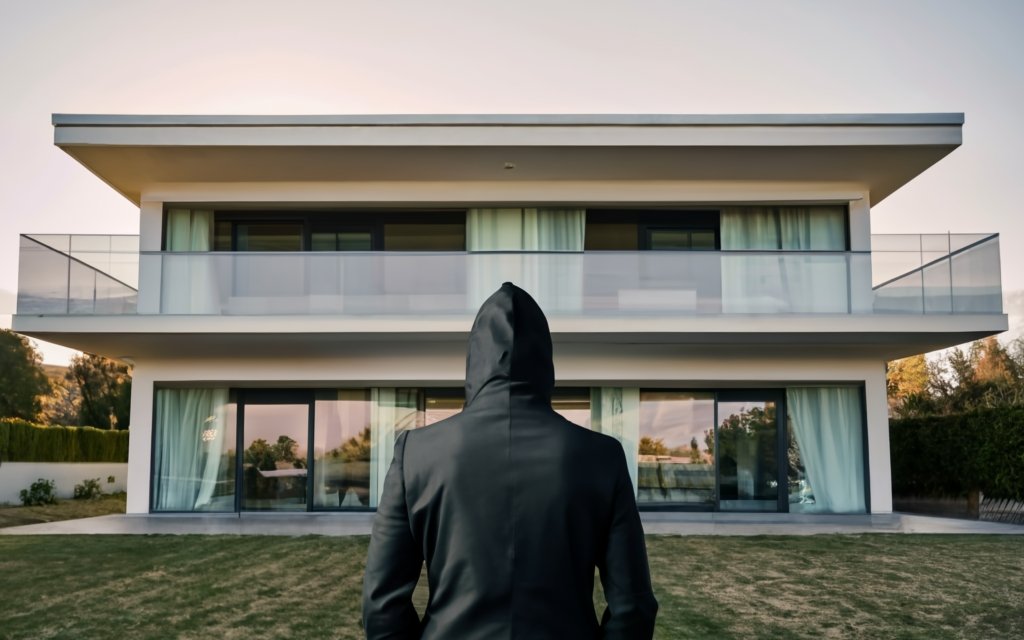 złodziej przed domem