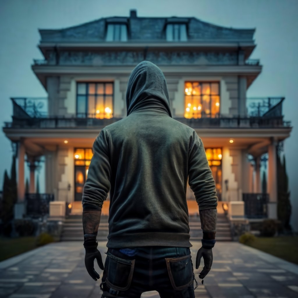 złodziej przed domem