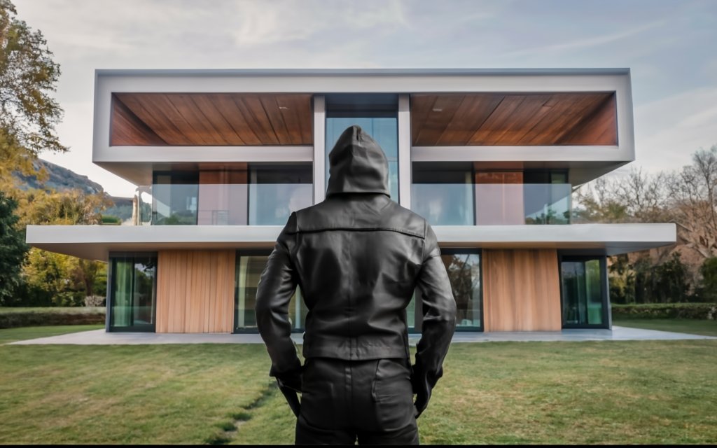 złodziej przed domem